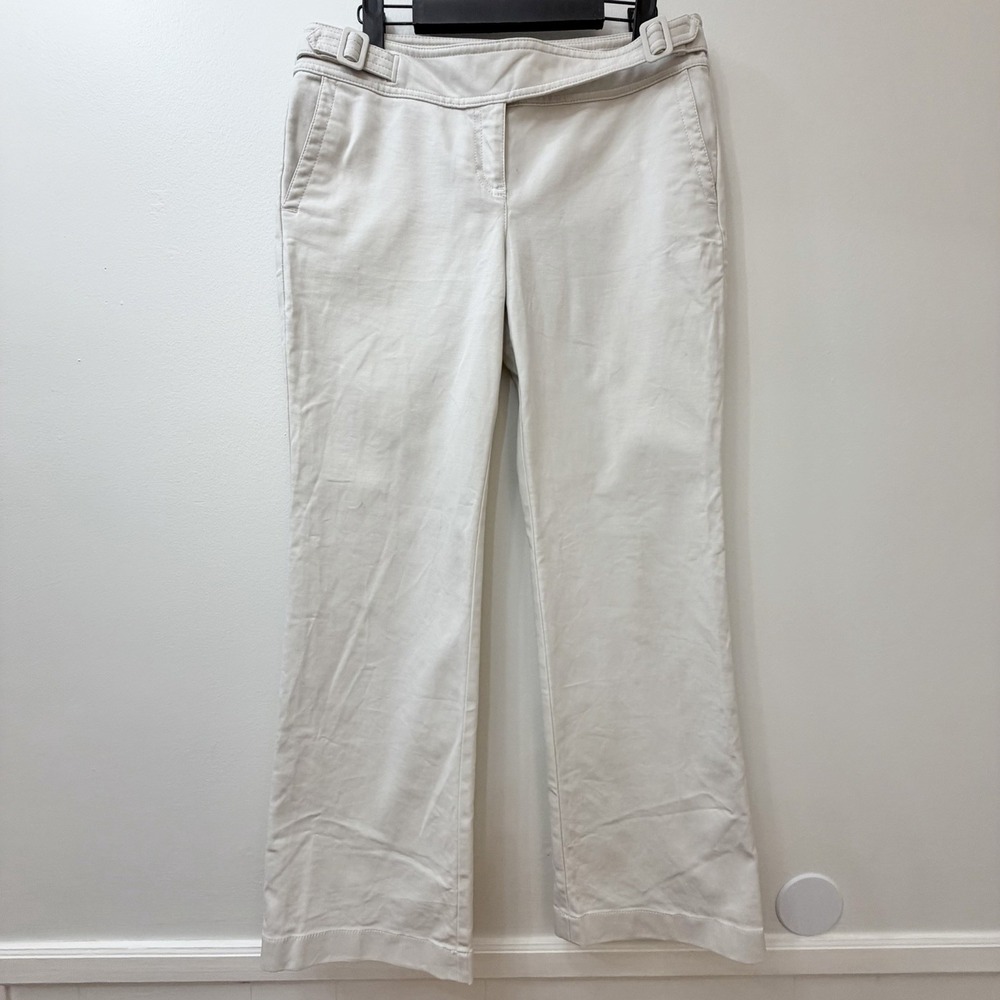 Ann Taylor 8 Petite Belted Chino Pant Light Khaki Straight Leg